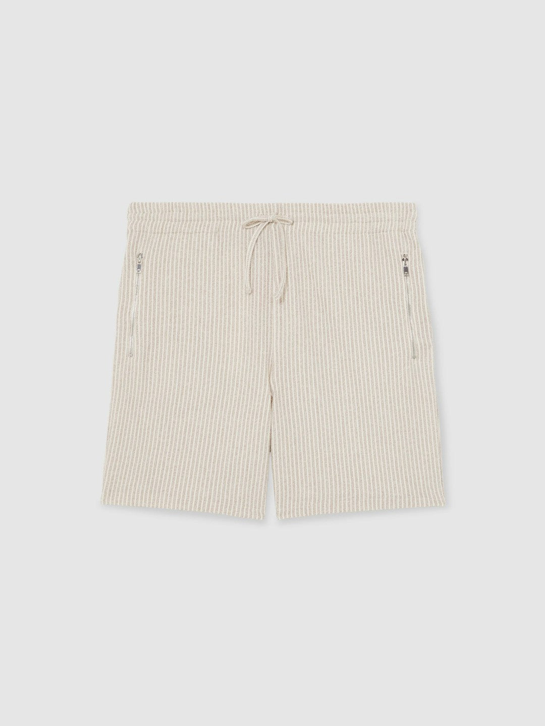 Cotton-Blend Stripe Drawstring Shorts in Ecru/Taupe Brown | Reiss Men Popular