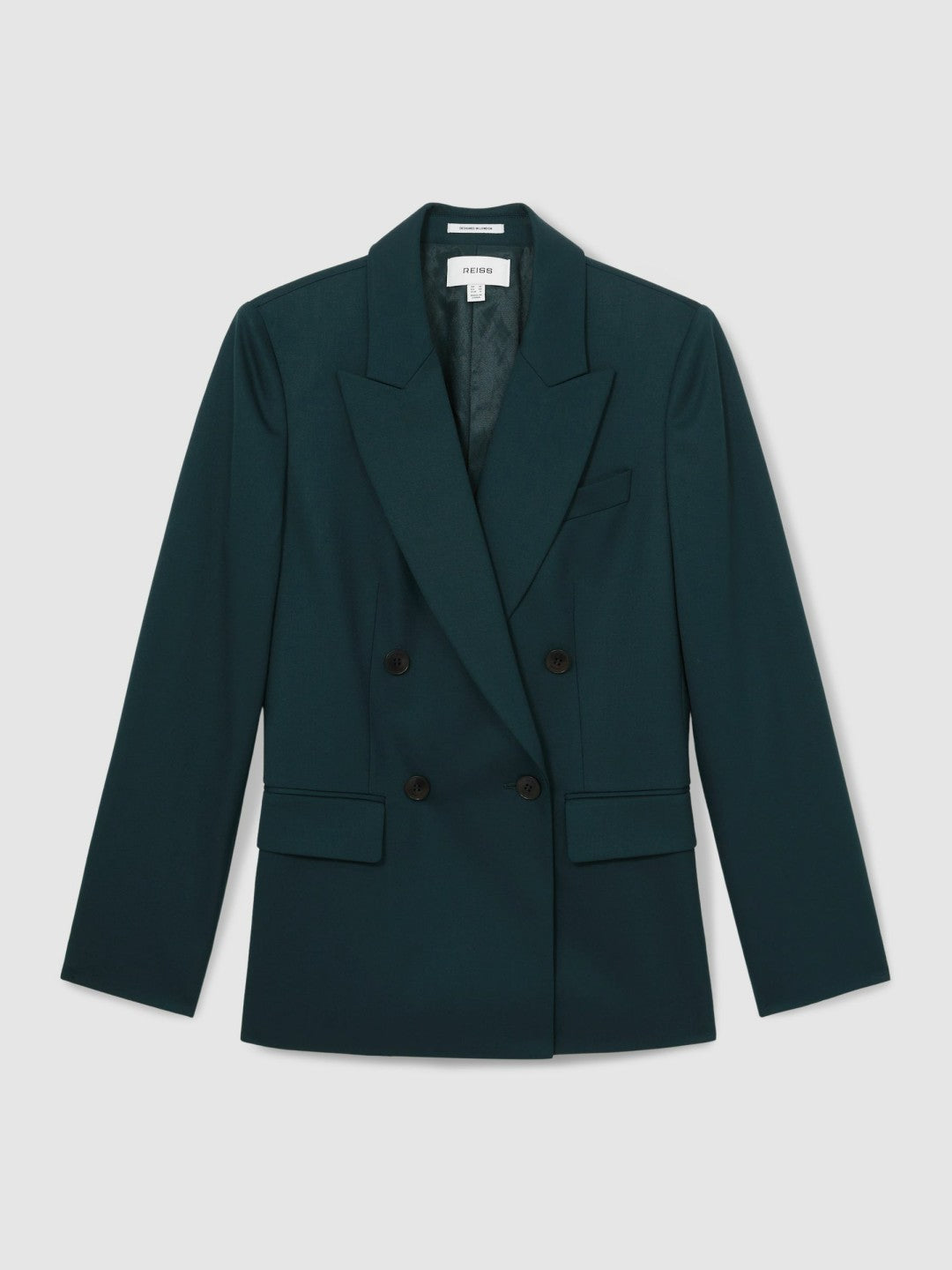 Wool-Blend Double-Breasted Suit Blazer in Green | Reiss Women Recommended