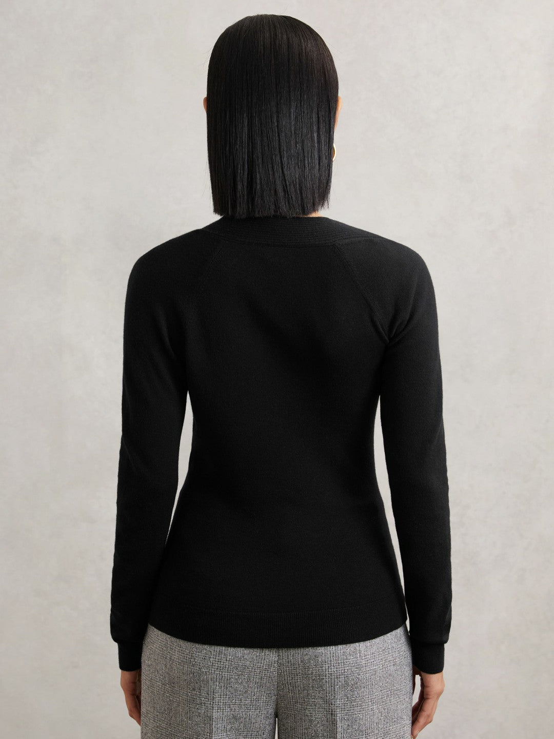 Wool-Blend Asymmetric Knit Top in Black | Reiss Women Signature