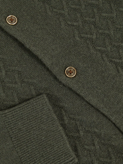 13-14 yrs Wool V-Stitch Button-Through Cardigan in Forest Green | Reiss Children & Baby Premium