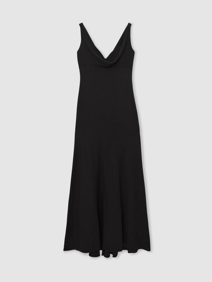 Cowl-Neck Sleeveless Maxi Dress in Black | Reiss Women Featured