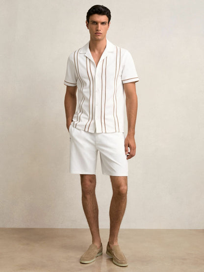 Textured Drawstring Shorts in White | Reiss Men Popular