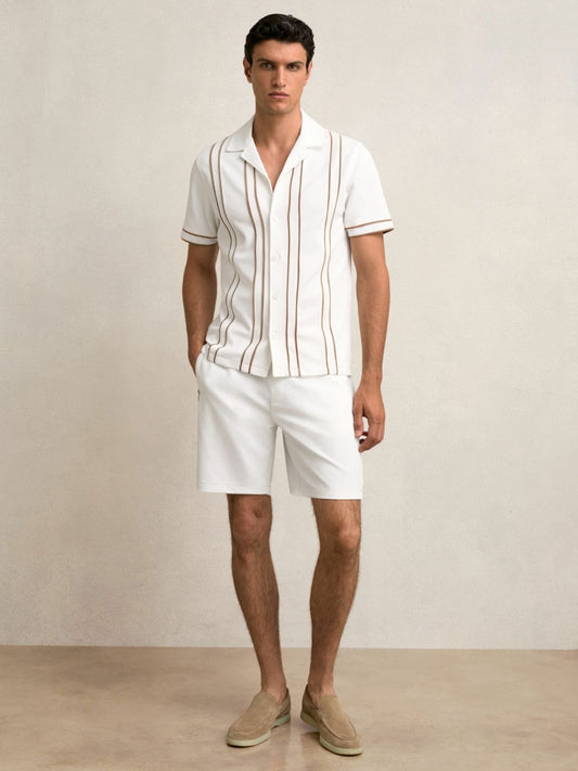 Textured Drawstring Shorts in White | Reiss Men Popular
