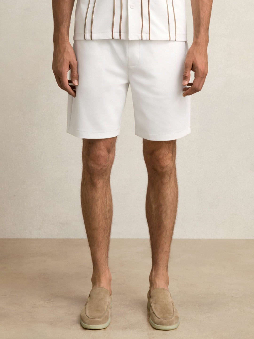 Textured Drawstring Shorts in White | Reiss Men Popular