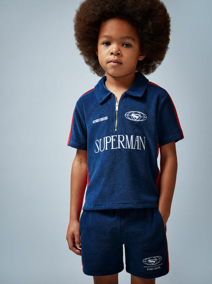 9-13 yrs Superman Towelling Polo Shirt in Blue/Red | Reiss Children & Baby Popular