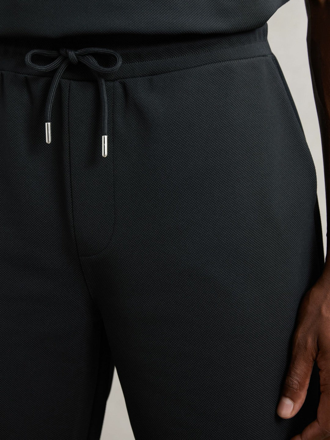 Textured Drawstring Shorts in Navy | Reiss Men Featured