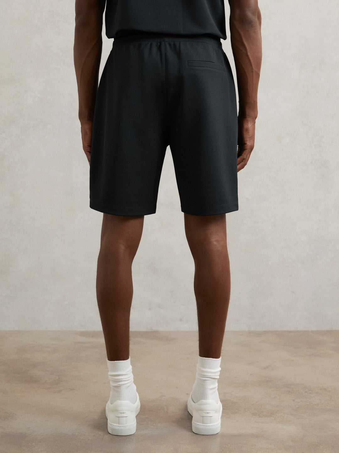 Textured Drawstring Shorts in Navy | Reiss Men Featured
