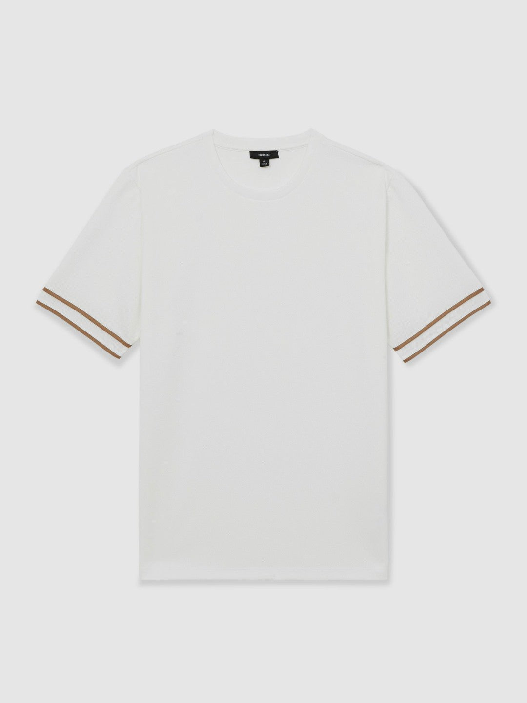 Textured Crew-Neck Tipped T-Shirt in White | Reiss Men Featured