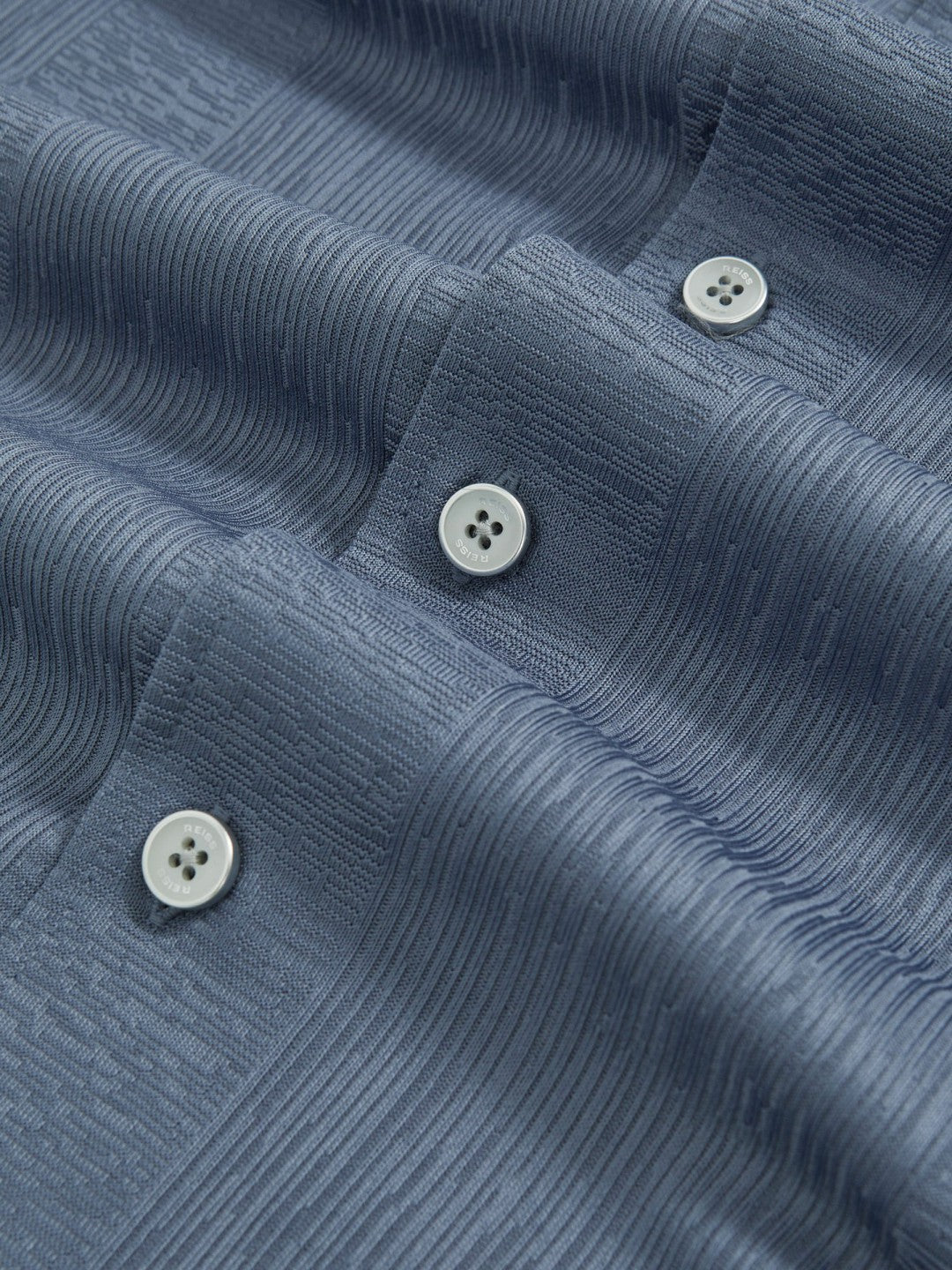 Jacquard-Stripe Cuban-Collar Shirt in Airforce Blue | Reiss Men Trending