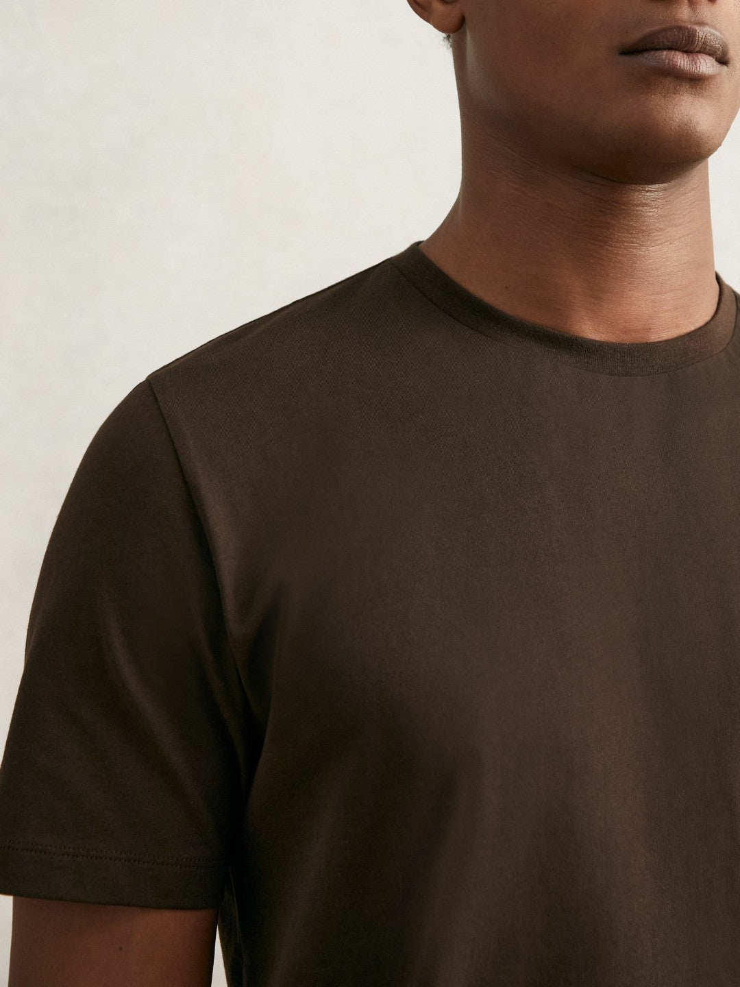 Cotton Crew Neck T-Shirt in Coco Brown | Reiss Men Featured