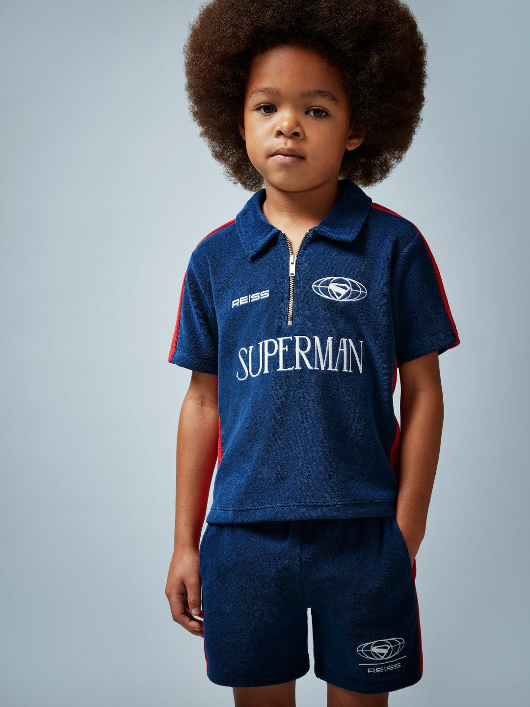 13-14 yrs Superman Towelling Polo Shirt in Blue/Red | Reiss Children & Baby Popular