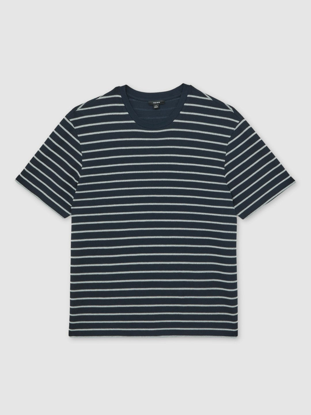 Cotton Textured Stripe T-Shirt in White/Navy | Reiss Men New