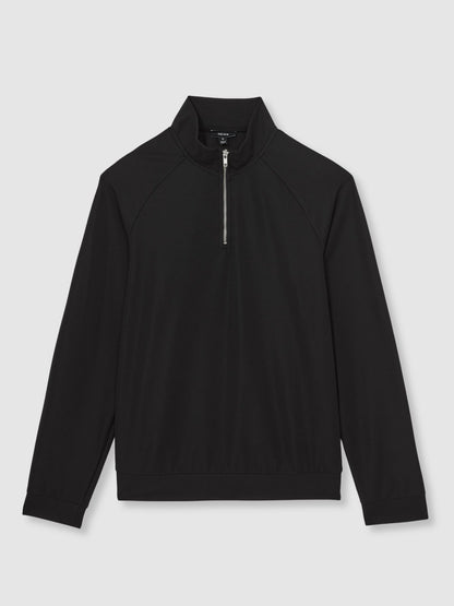Half-Zip Funnel-Neck Sweatshirt in Black | Reiss Men Recommended