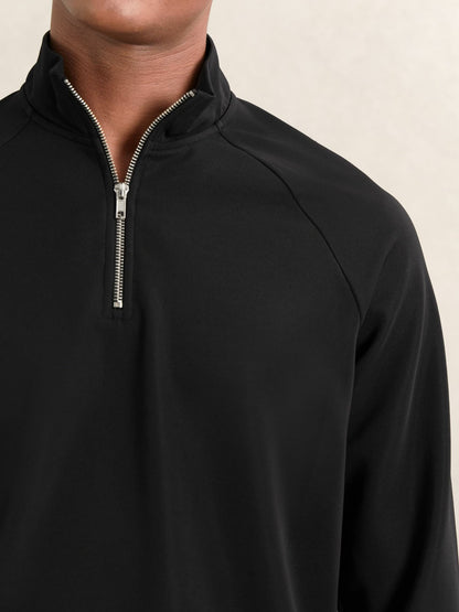 Half-Zip Funnel-Neck Sweatshirt in Black | Reiss Men Recommended