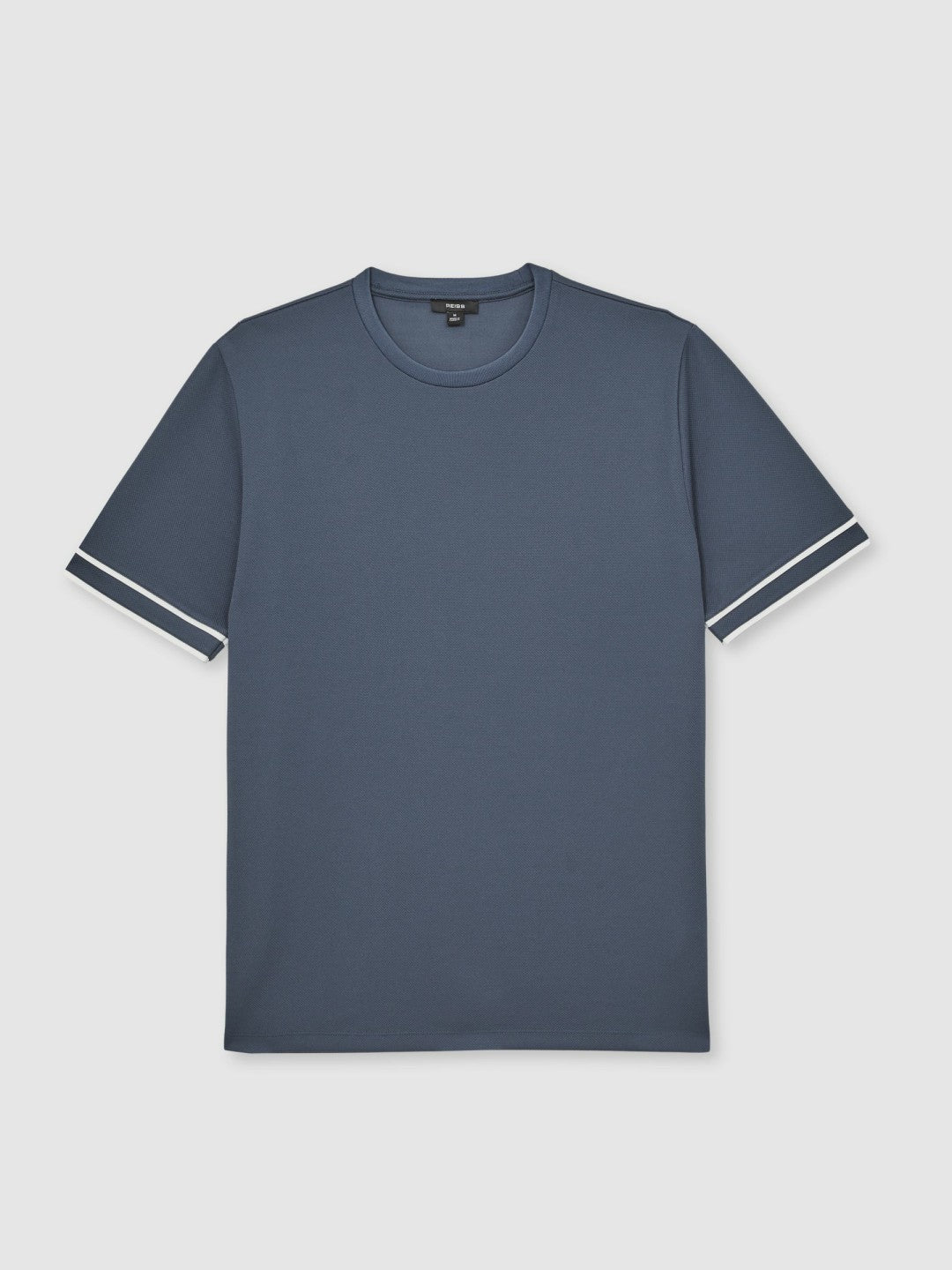 Textured Crew-Neck Tipped T-Shirt in Airforce Blue | Reiss Men Popular