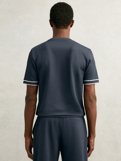 Textured Crew-Neck Tipped T-Shirt in Airforce Blue | Reiss Men Popular