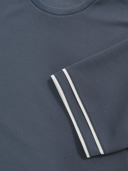 Textured Crew-Neck Tipped T-Shirt in Airforce Blue | Reiss Men Popular