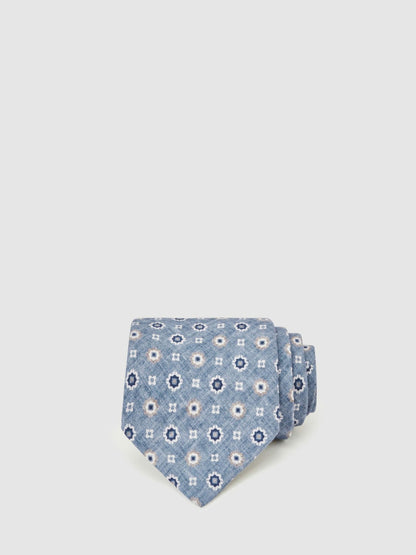 Silk Floral-Medallion Tie in Soft Blue | Reiss Men Best Seller