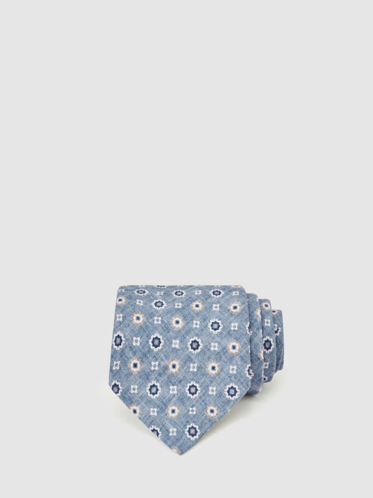 Silk Floral-Medallion Tie in Soft Blue | Reiss Men Best Seller