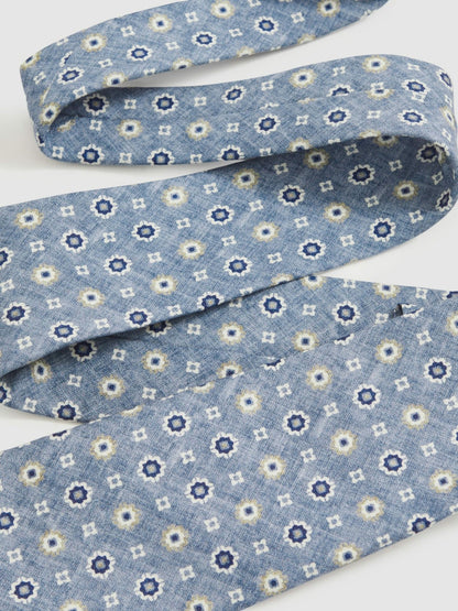 Silk Floral-Medallion Tie in Soft Blue | Reiss Men Best Seller