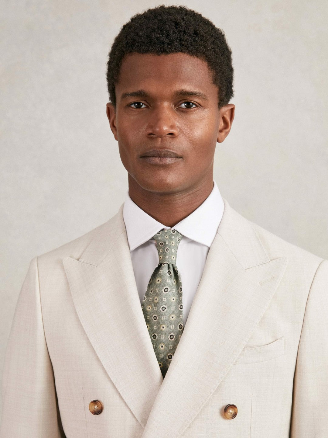 Silk Floral-Medallion Tie in Soft Sage | Reiss Men Recommended