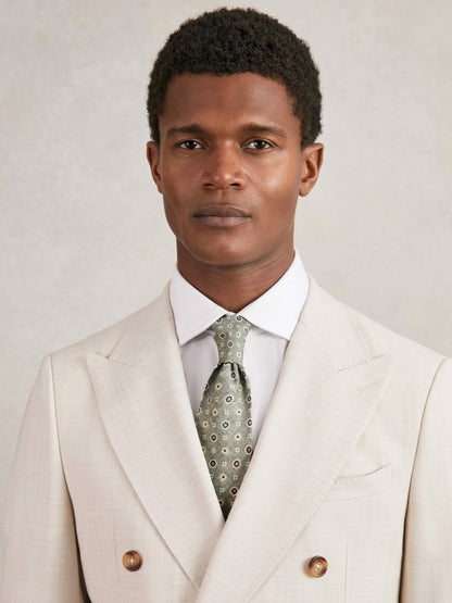 Silk Floral-Medallion Tie in Soft Sage | Reiss Men Recommended