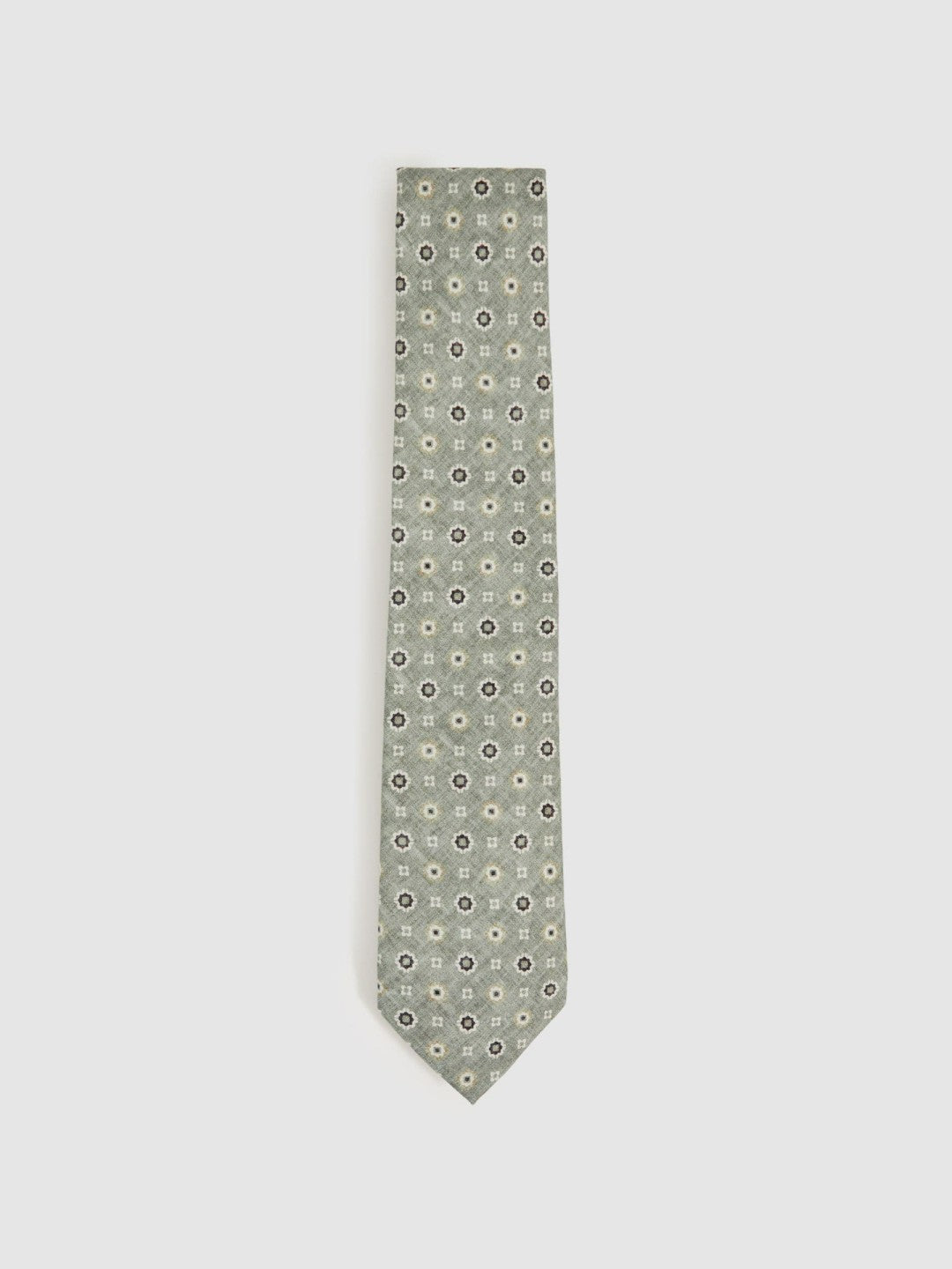 Silk Floral-Medallion Tie in Soft Sage | Reiss Men Recommended