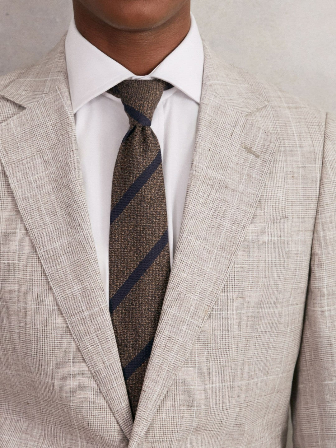 Wool-Silk Striped Tie in Chocolate Brown | Reiss Men Best Seller