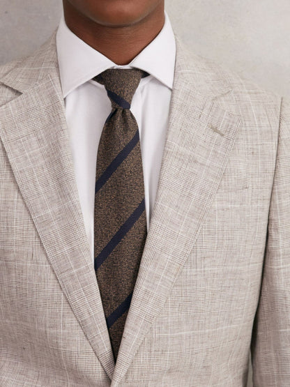 Wool-Silk Striped Tie in Chocolate Brown | Reiss Men Best Seller