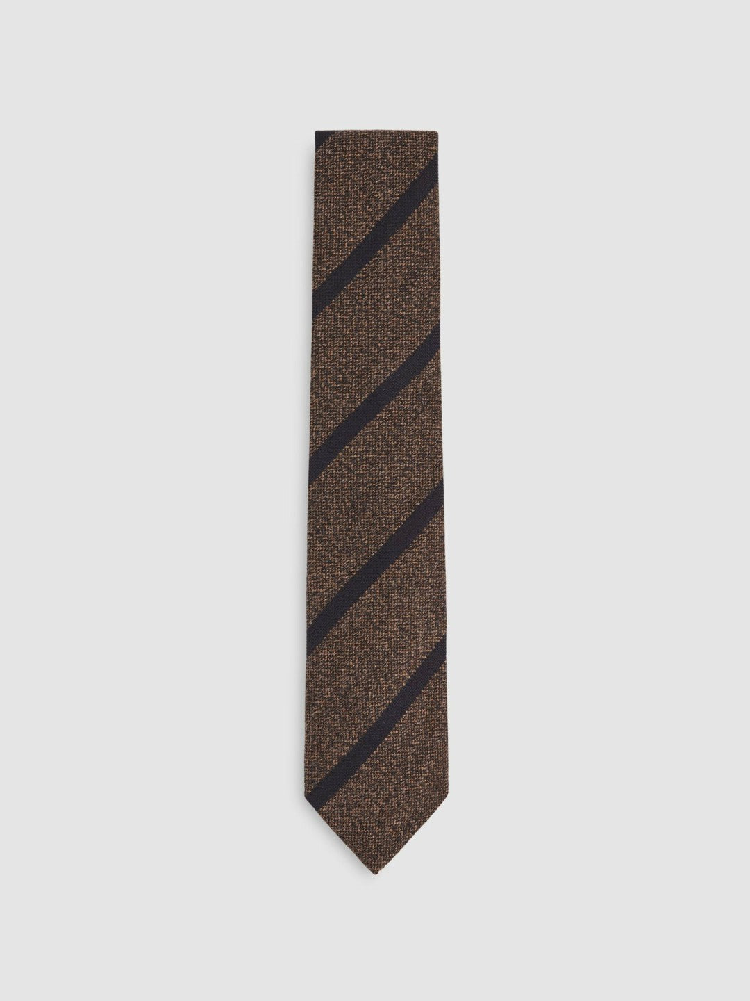 Wool-Silk Striped Tie in Chocolate Brown | Reiss Men Best Seller