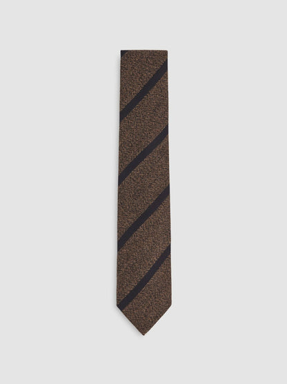 Wool-Silk Striped Tie in Chocolate Brown | Reiss Men Best Seller