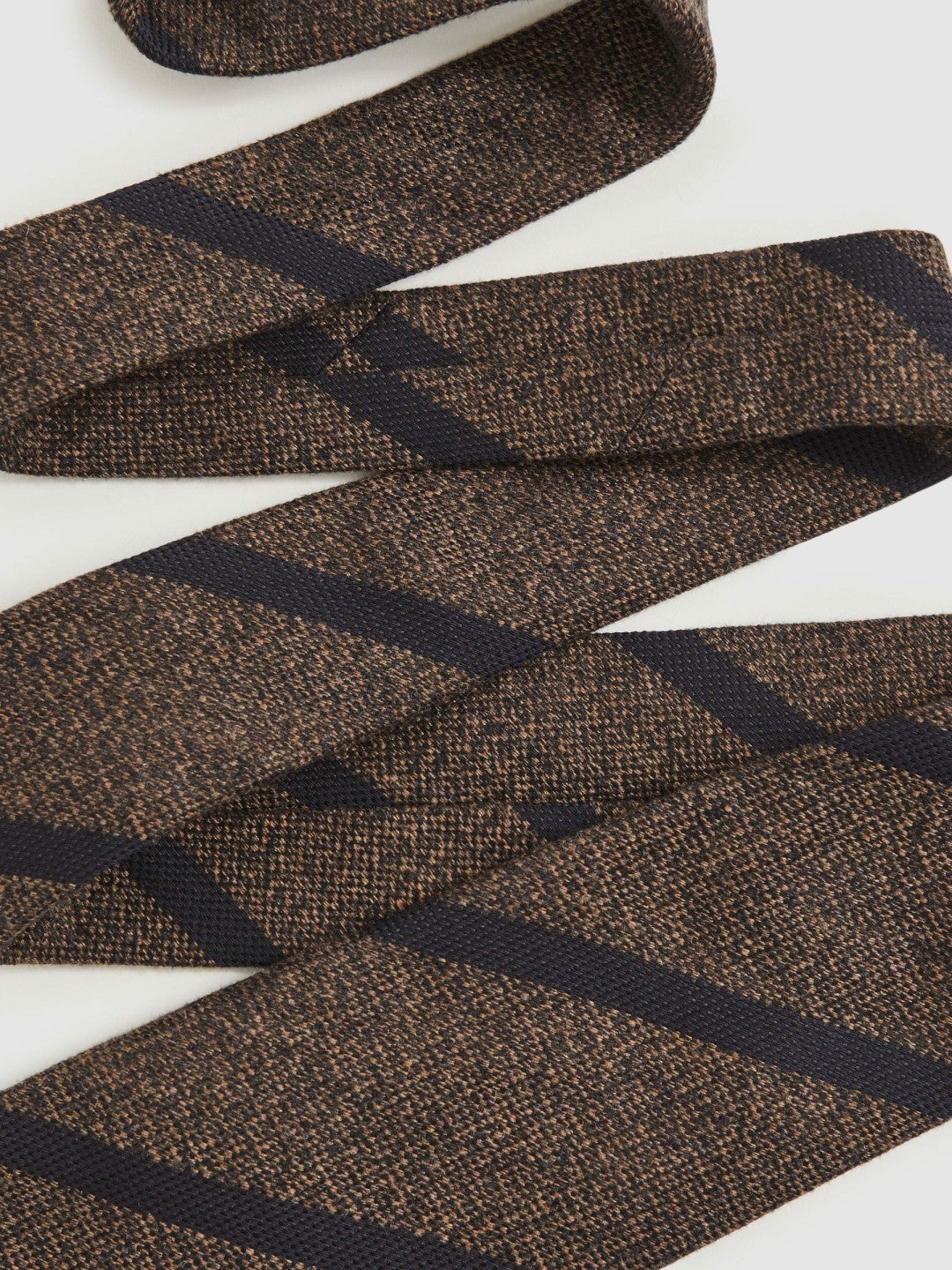 Wool-Silk Striped Tie in Chocolate Brown | Reiss Men Best Seller