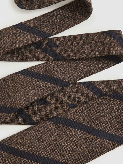 Wool-Silk Striped Tie in Chocolate Brown | Reiss Men Best Seller