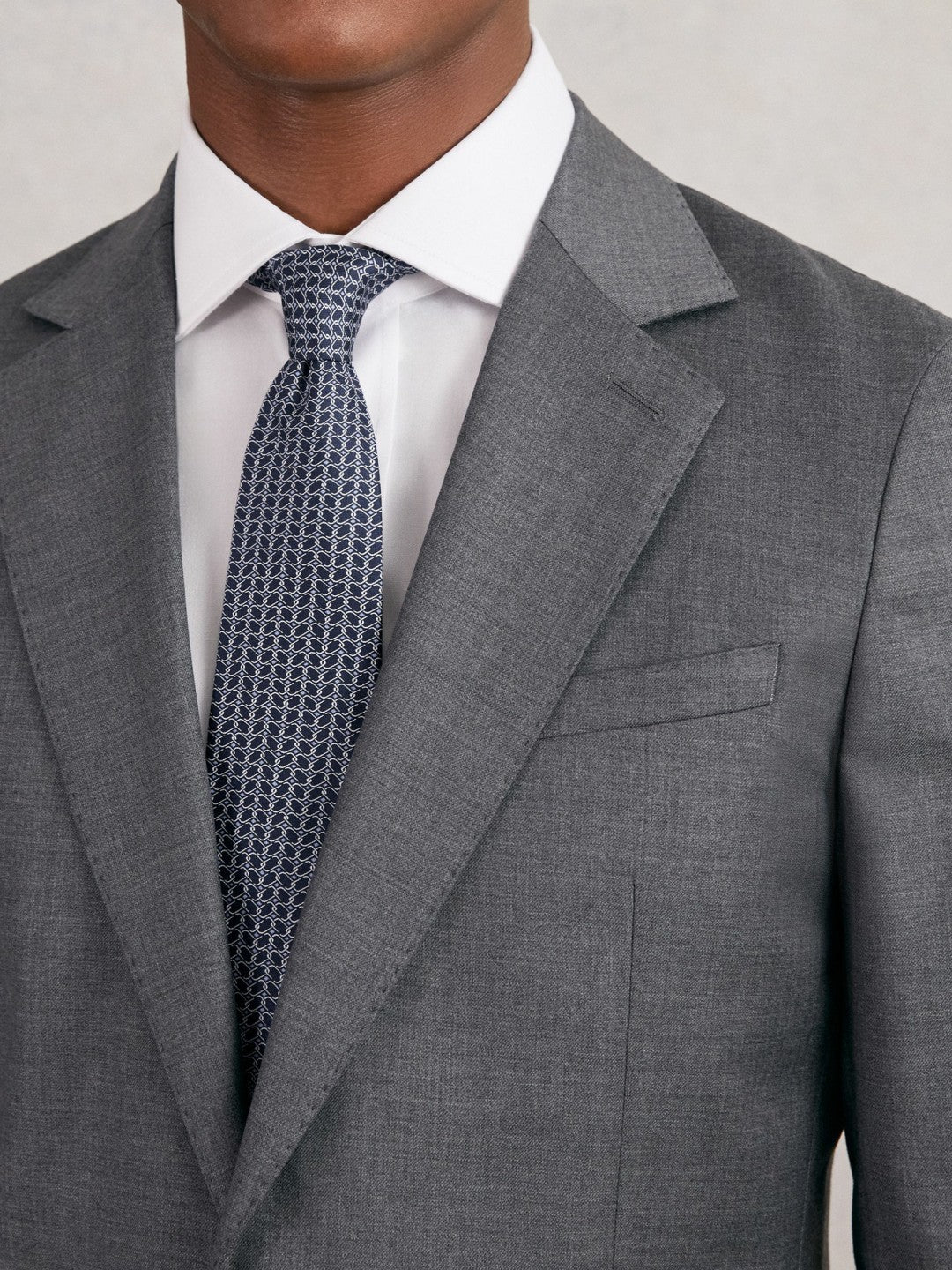 Silk Geometric-Chain Print Tie in Navy | Reiss Men Featured