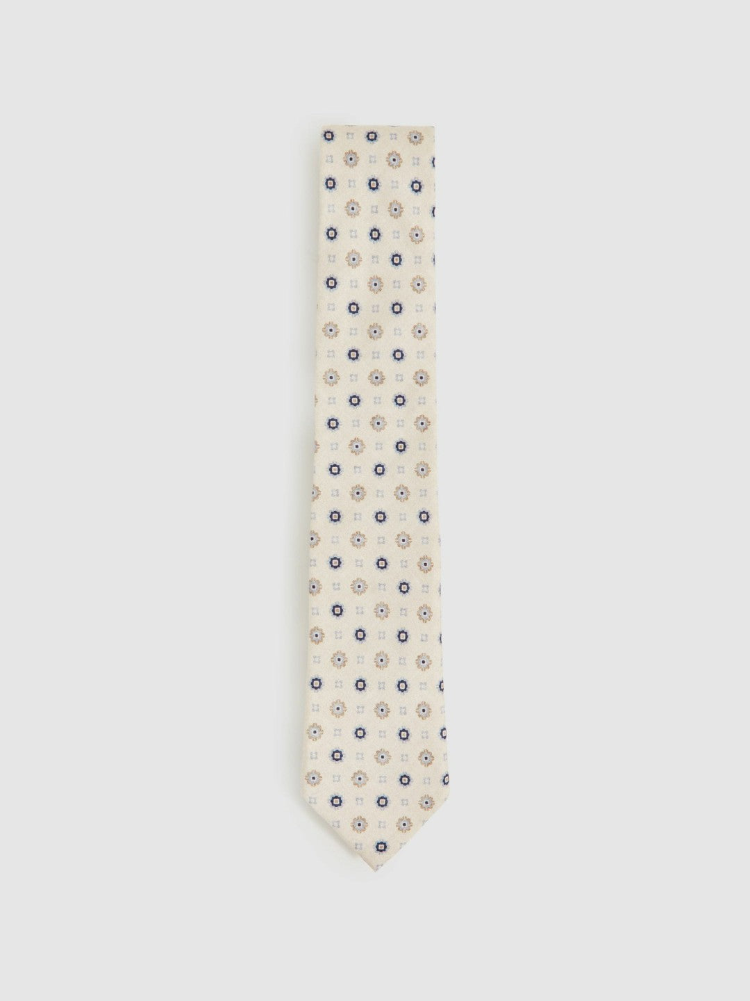 Silk Floral-Medallion Tie in Ivory | Reiss Men Featured