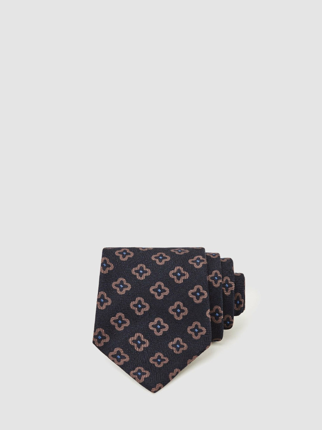 Silk-Wool Floral-Medallion Tie in Navy | Reiss Men Best Seller