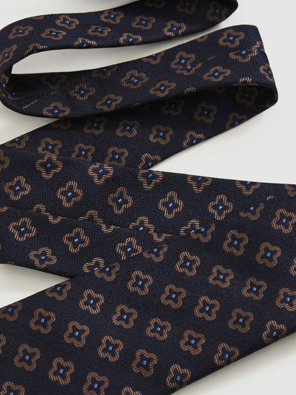 Silk-Wool Floral-Medallion Tie in Navy | Reiss Men Best Seller
