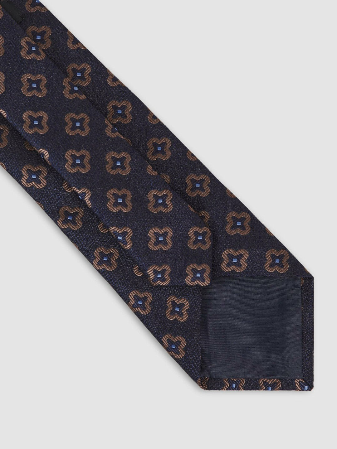 Silk-Wool Floral-Medallion Tie in Navy | Reiss Men Best Seller