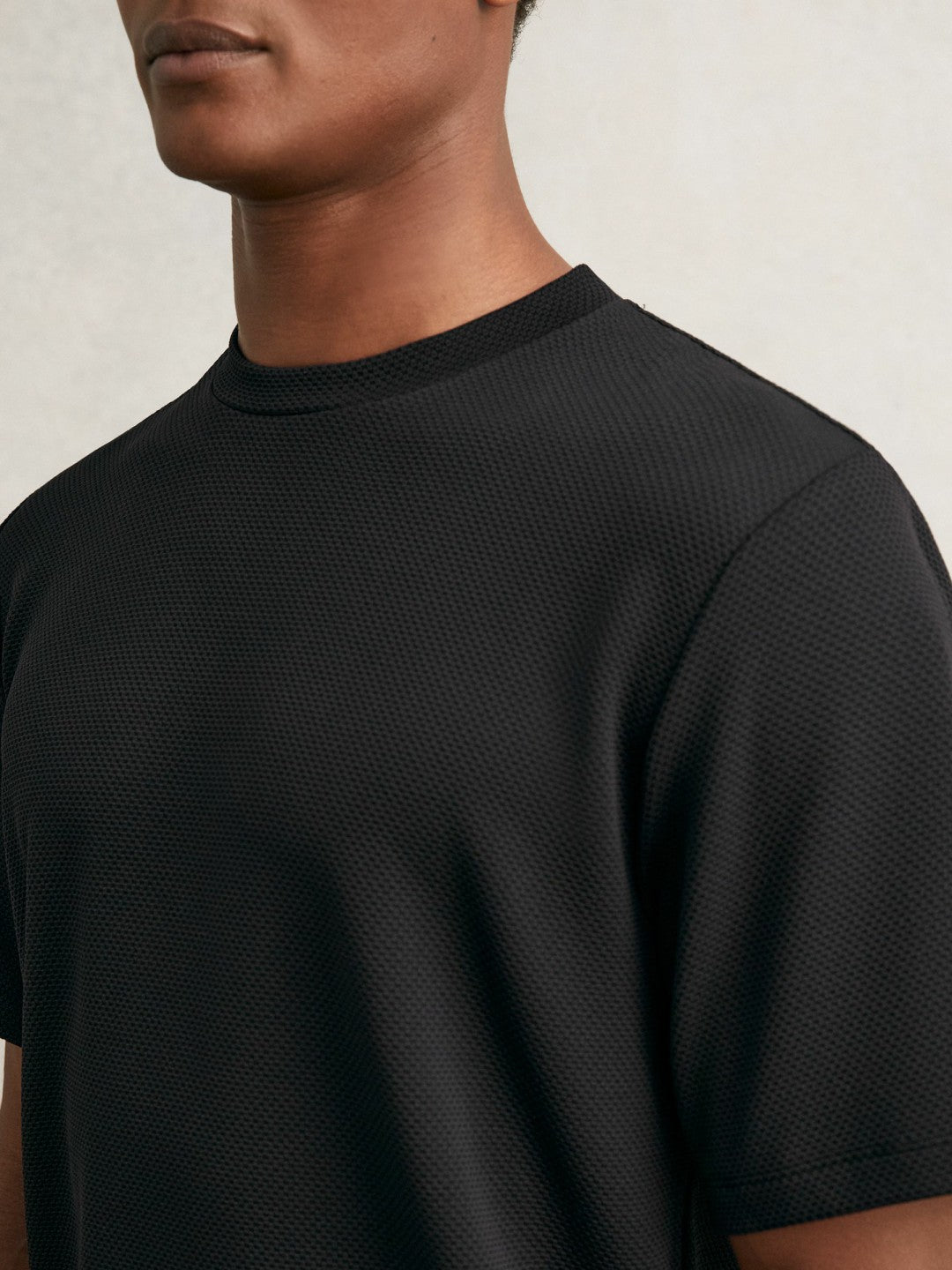Textured Crew-Neck T-Shirt in Black | Reiss Men Featured