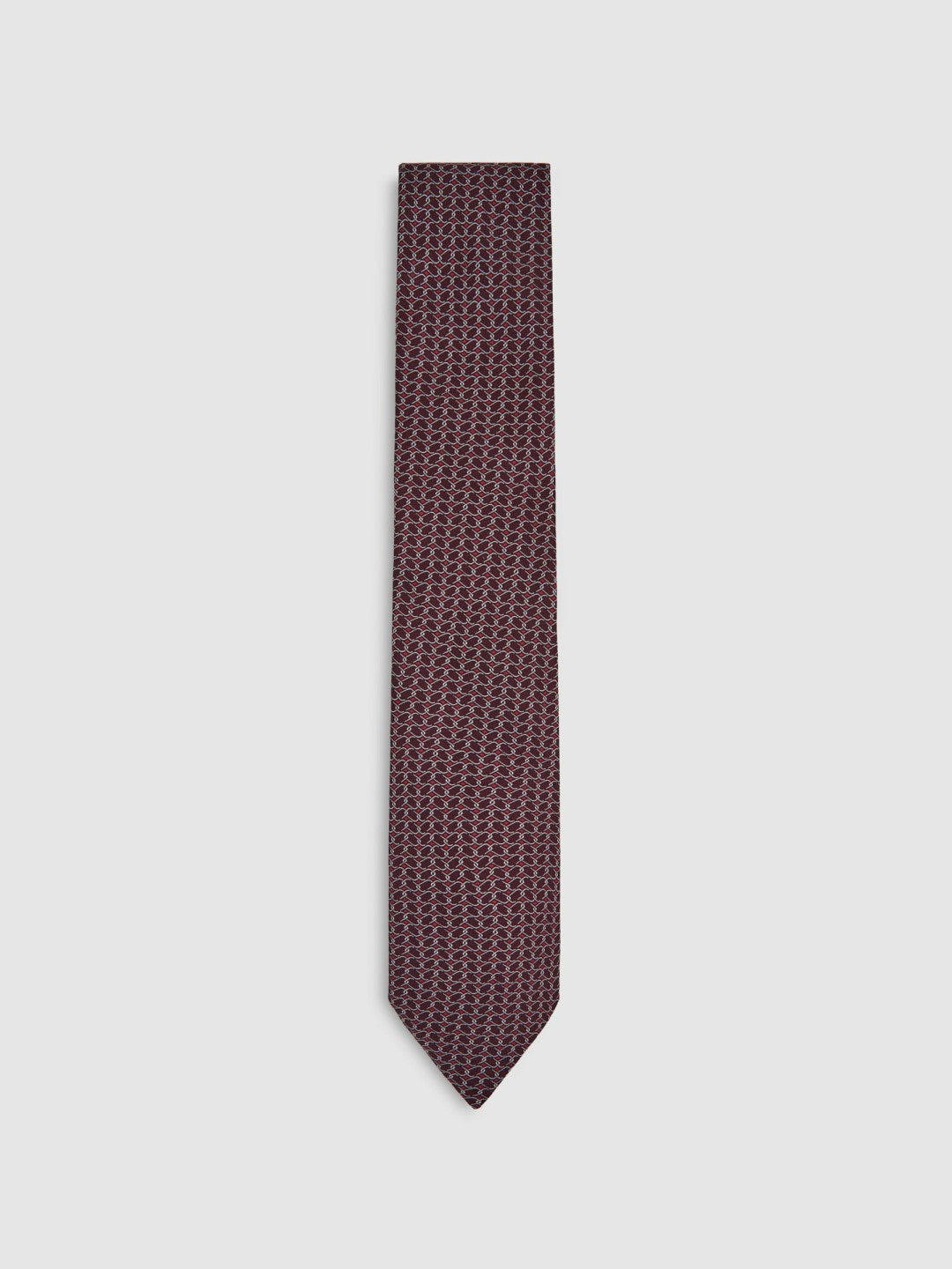 Silk Geometric-Chain Print Tie in Bordeaux | Reiss Men Recommended