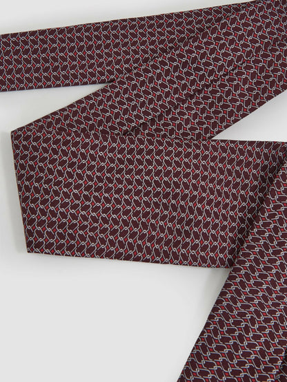 Silk Geometric-Chain Print Tie in Bordeaux | Reiss Men Recommended
