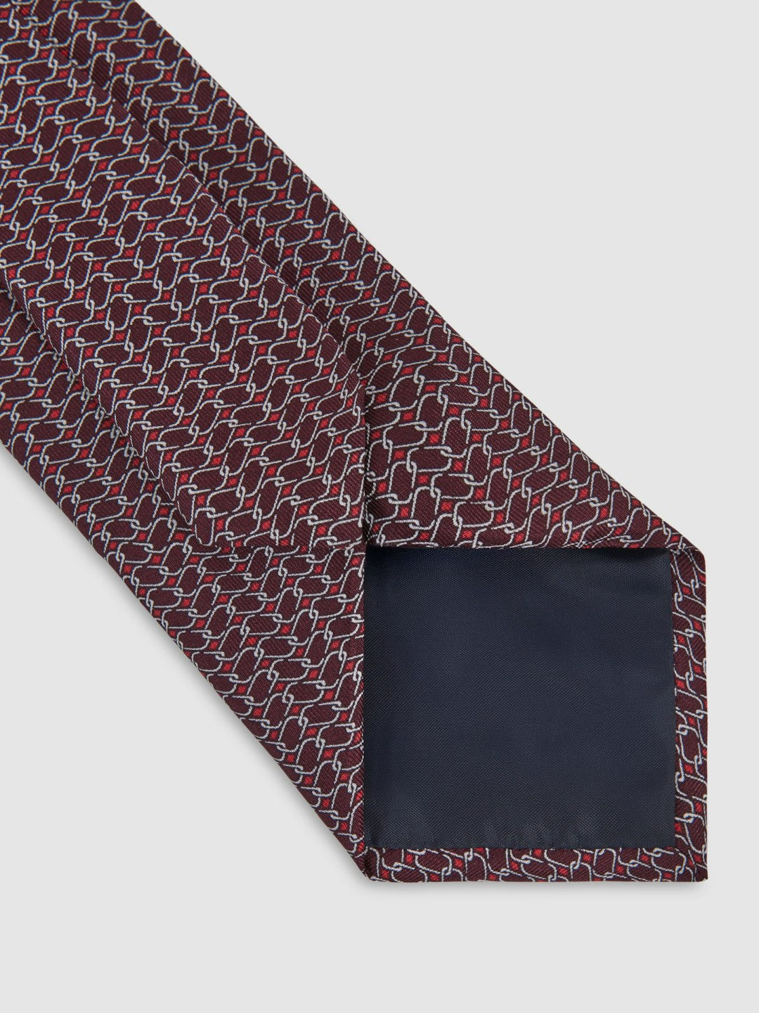Silk Geometric-Chain Print Tie in Bordeaux | Reiss Men Recommended