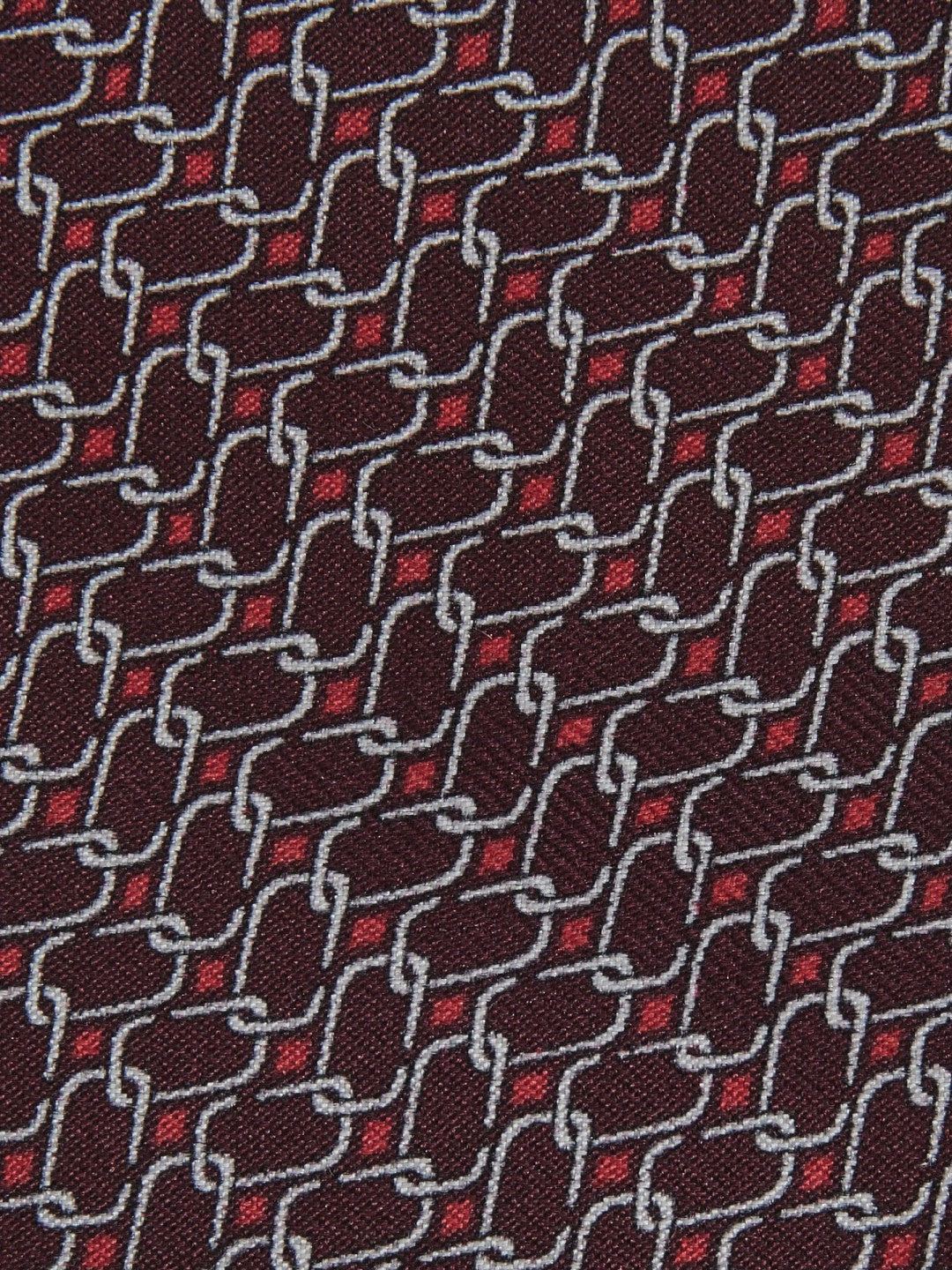 Silk Geometric-Chain Print Tie in Bordeaux | Reiss Men Recommended