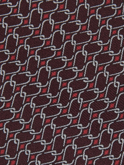Silk Geometric-Chain Print Tie in Bordeaux | Reiss Men Recommended