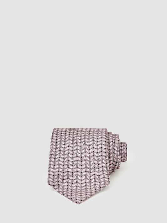 Silk Geometric-Chain Print Tie in Soft Pink | Reiss Men Popular