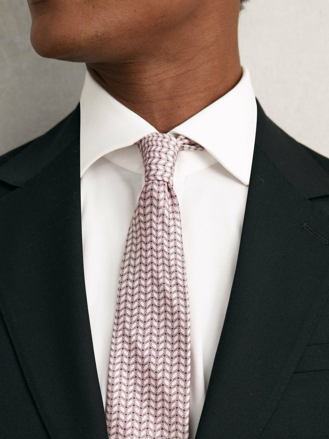 Silk Geometric-Chain Print Tie in Soft Pink | Reiss Men Popular
