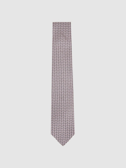 Silk Geometric-Chain Print Tie in Soft Pink | Reiss Men Popular