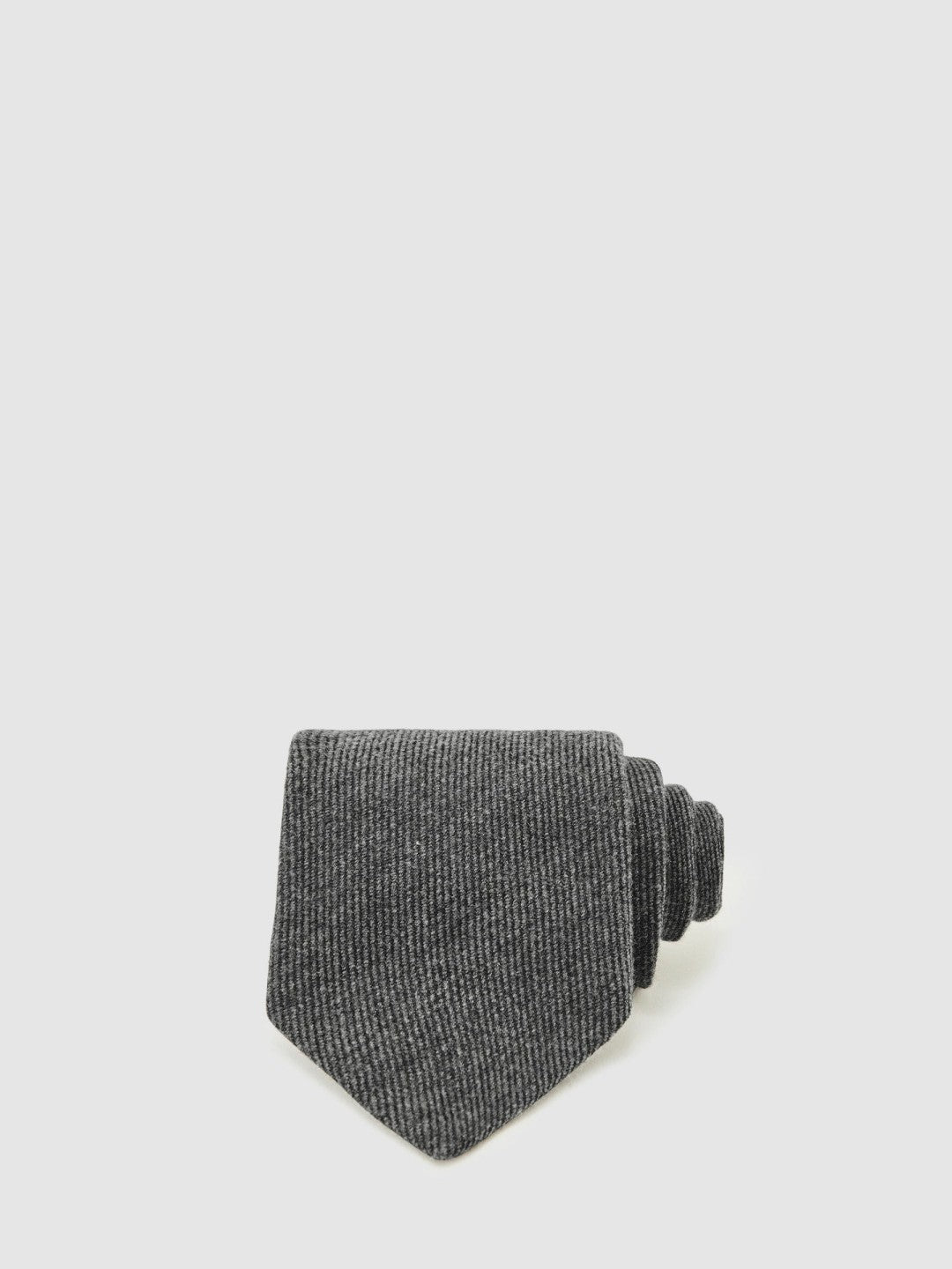 Wool-Silk Textured Tie in Charcoal | Reiss Men Signature