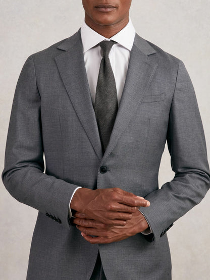 Wool-Silk Textured Tie in Charcoal | Reiss Men Signature