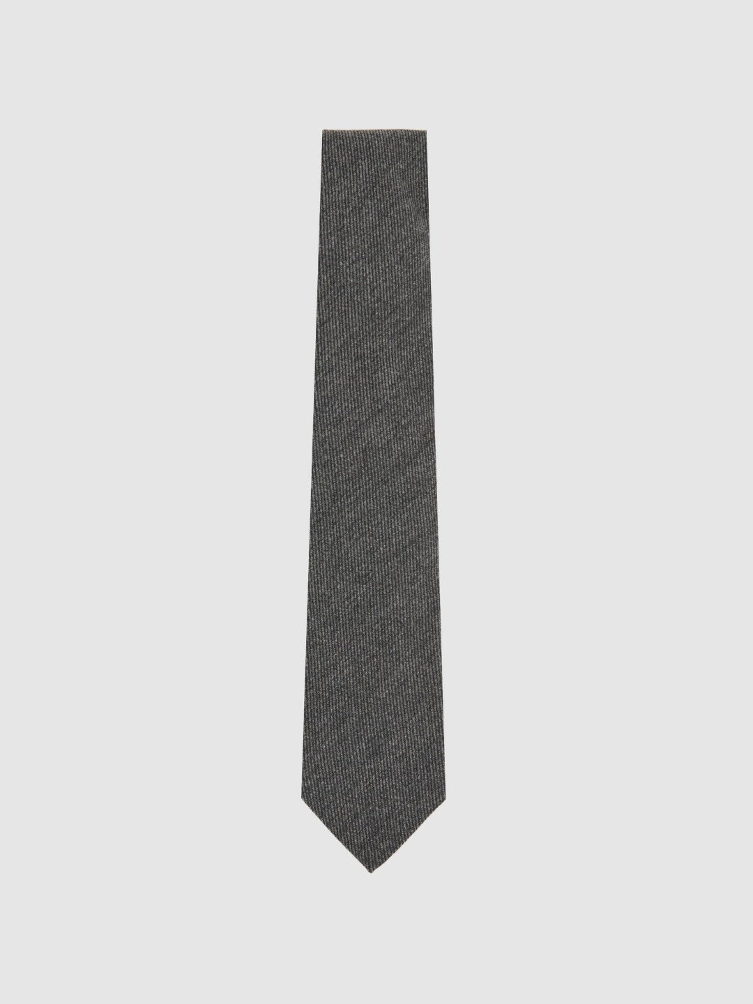 Wool-Silk Textured Tie in Charcoal | Reiss Men Signature